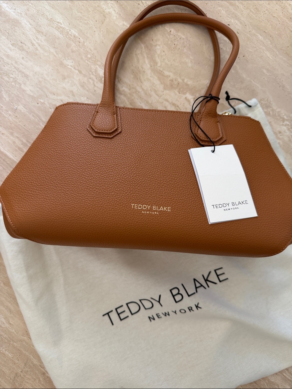 New Teddy Blake Vera Low Dollarino 10" top handle shoulder bag Camel Brown